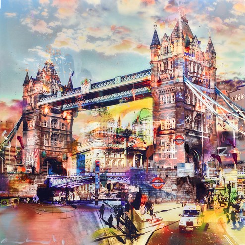 Cloudy Sky by Paco Raphael - Original Glazed Mixed Media on Aluminium